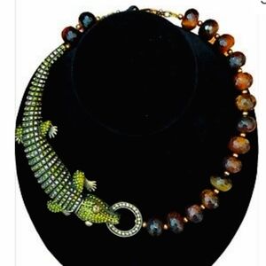 NWTIB HEIDI DAUS 'CROCODILE HEIDI' Pave Crystal Asymmetrical Necklace